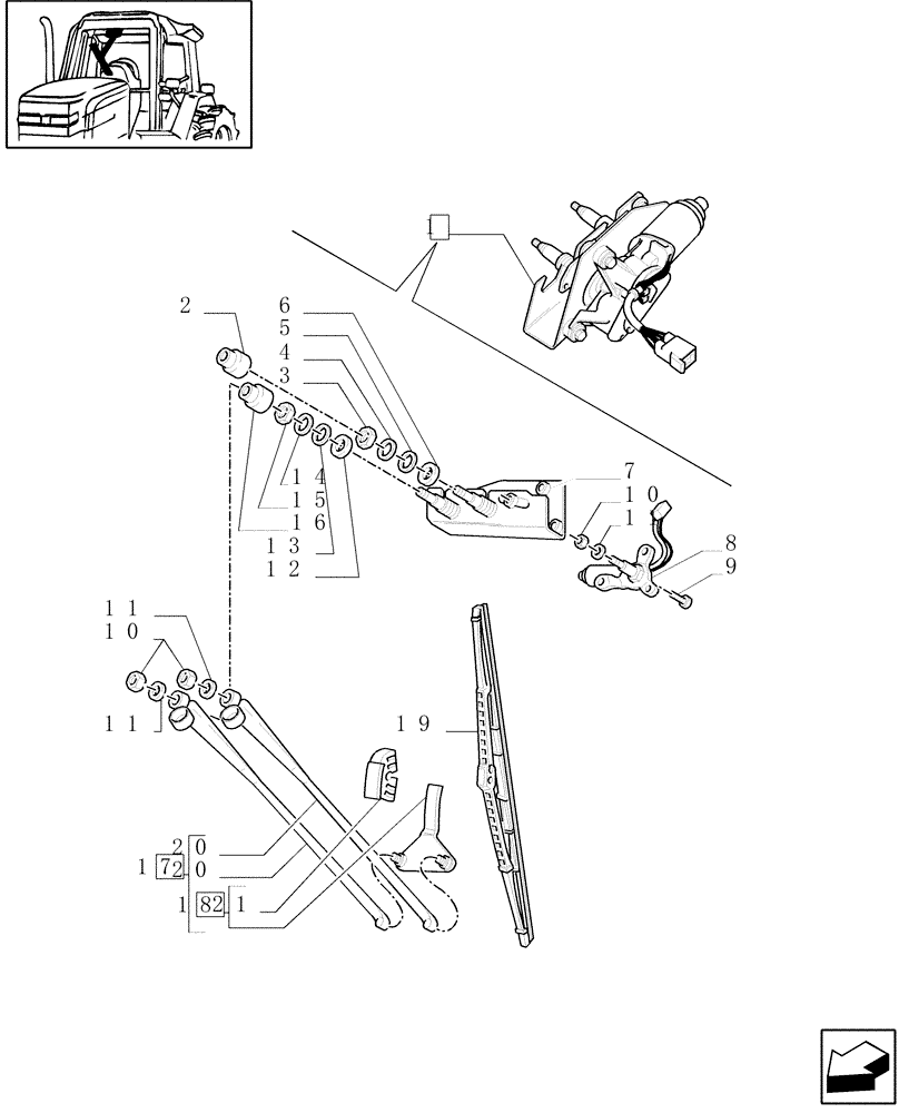 Схема запчастей Case IH MXM130 - (1.91.5[01]) - FRONT WINDSHIELD WIPER (10) - OPERATORS PLATFORM/CAB