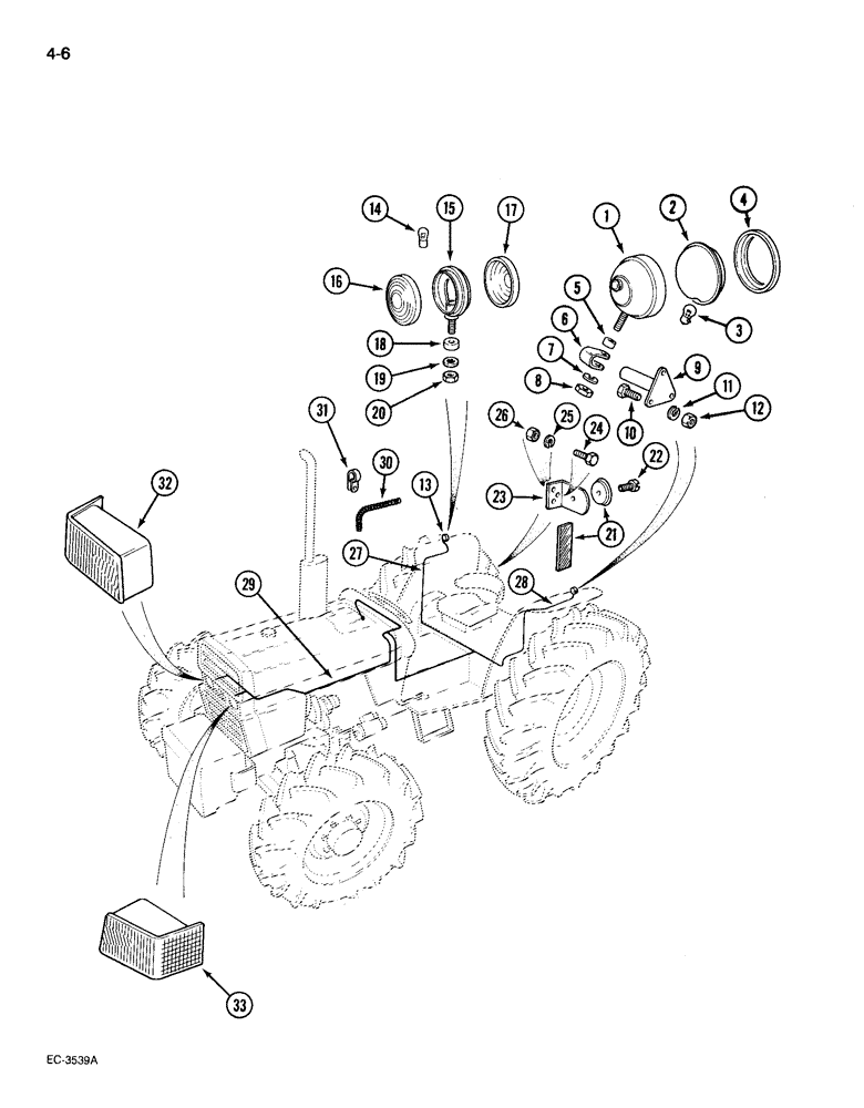 Схема запчастей Case IH 895 - (4-06) - LIGHTS AND HARNESS, CROWN TOP FENDERS (04) - ELECTRICAL SYSTEMS