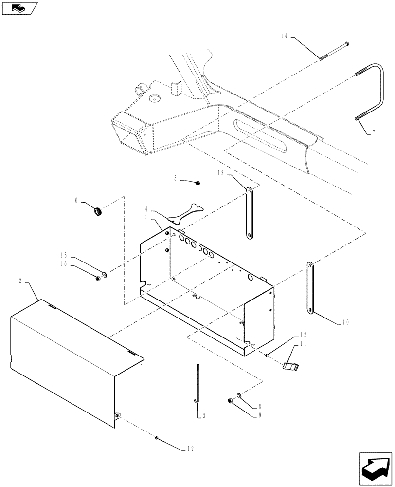 Схема запчастей Case IH 3230 - (55.301.01[01]) - BATTERY BOX GROUP - BSN Y9T026055 (55) - ELECTRICAL SYSTEMS