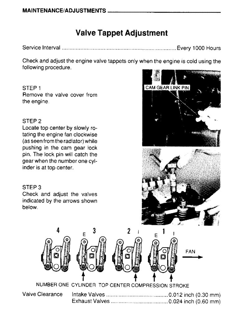 Схема запчастей Case IH 4390T - (041) - MAINTENANCE, ADJUSTMENTS, VALVE TAPPET ADJUSTMENT 