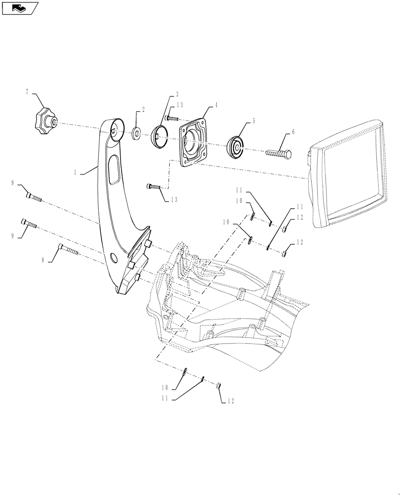 Схема запчастей Case IH QUADTRAC 450 - (90.115.03) - ARMREST - MONITOR MOUNT (90) - PLATFORM, CAB, BODYWORK AND DECALS