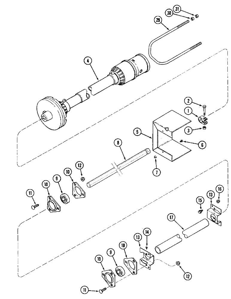 Схема запчастей Case IH 1020 - (9C-18) - AUGER JACKSHAFT DRIVE, 22.5 AND 25.0 FOOT HEADER (09) - CHASSIS/ATTACHMENTS