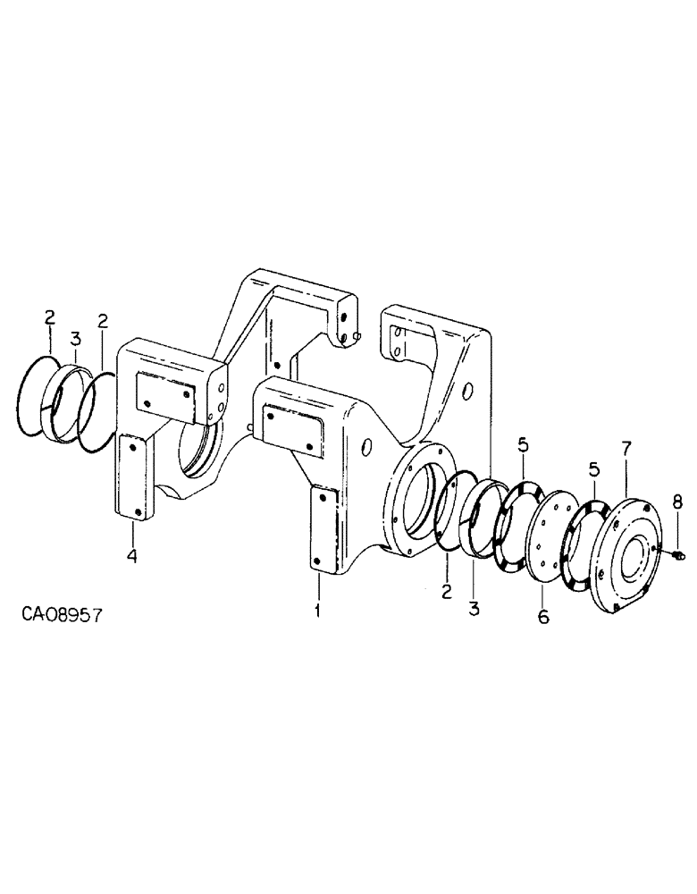 Схема запчастей Case IH 7488 - (07-38) - DRIVE TRAIN, FRONT DRIVE AXLE BOLSTER (04) - Drive Train