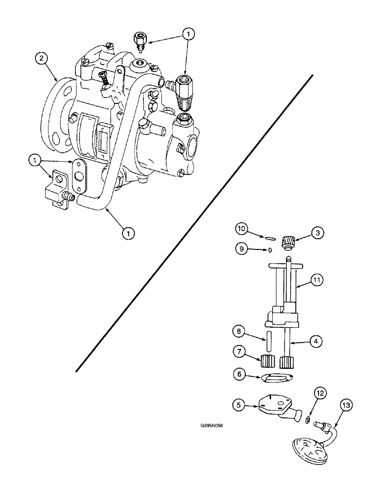 Схема запчастей Case IH D-301 - (3-38) - FUEL RETURN BY-PASS SYSTEM, FOR ROOSA MASTER INJECTION PUMPS / OIL PUMP 