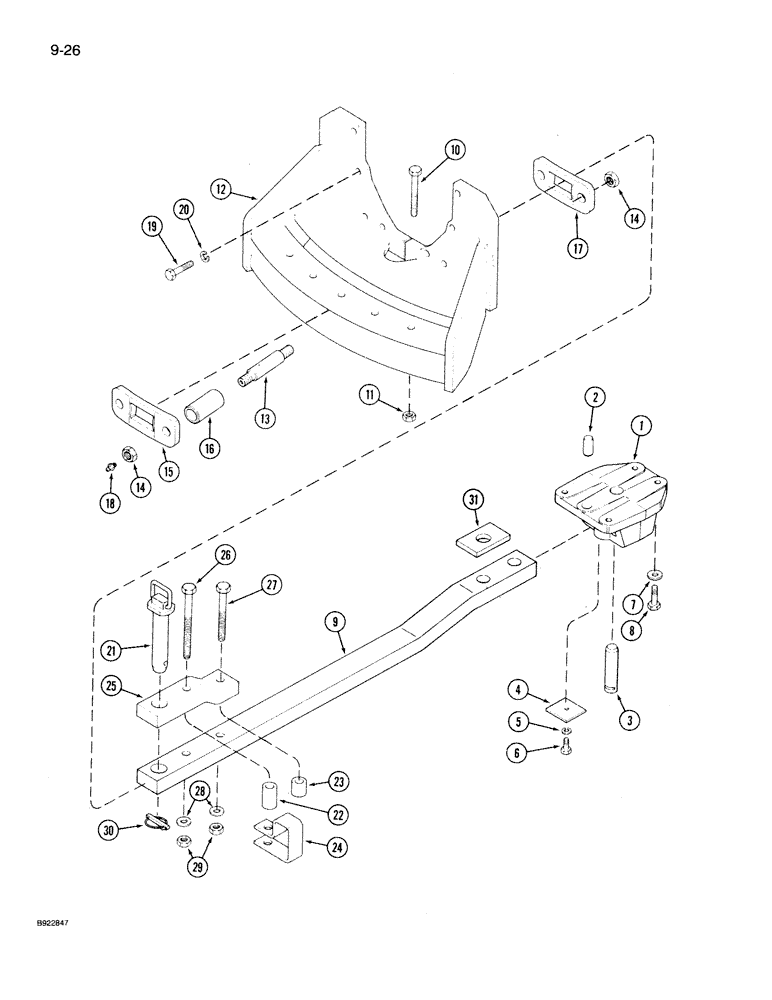 Схема запчастей Case IH 7130 - (9-026) - DRAWBAR, WITHOUT HITCH, P.I.N. JJA0023395 AND AFTER (09) - CHASSIS/ATTACHMENTS