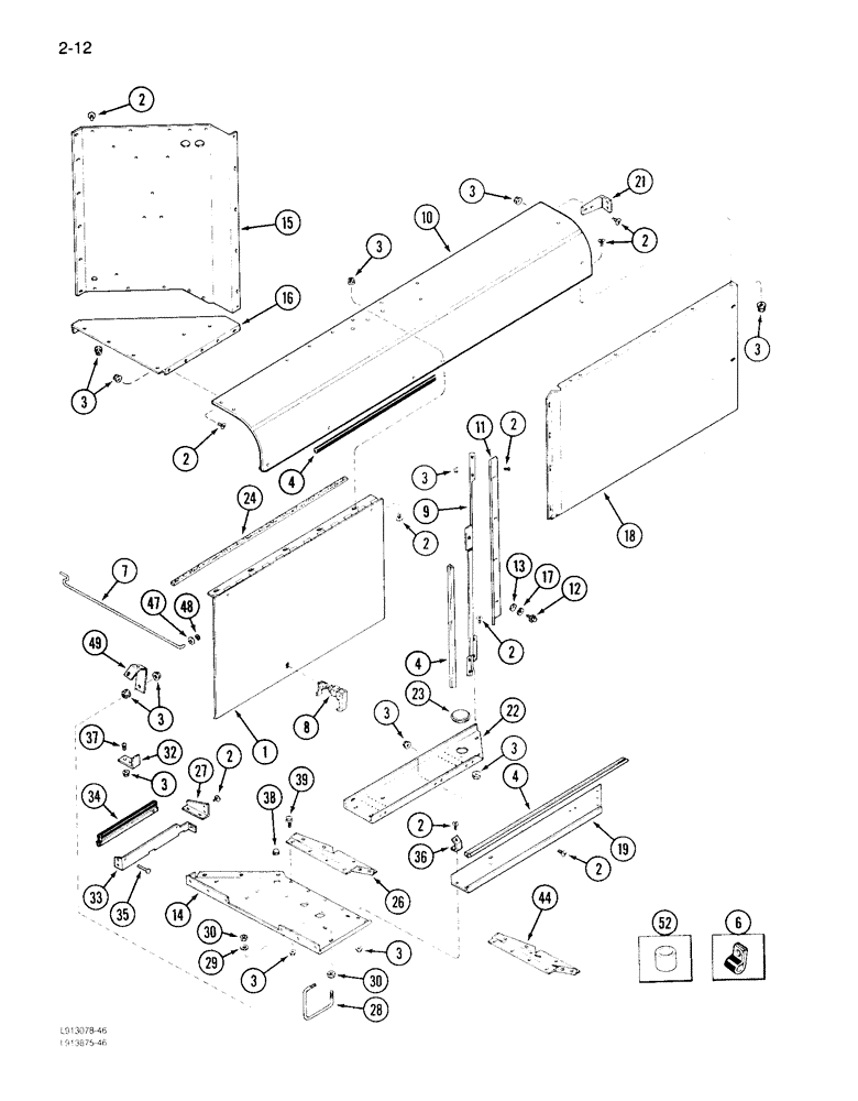 Схема запчастей Case IH 1640 - (2-12) - ROTARY AIR SCREEN CHUTE, P.I.N. JJC0097001 AND AFTER (01) - ENGINE