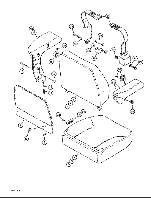 Схема запчастей Case IH 7120 - (9-095A) - DELUXE AIR SUSPENSION SEAT, CUSHIONS, ARM RESTS, AND SEAT BELT (09) - CHASSIS/ATTACHMENTS