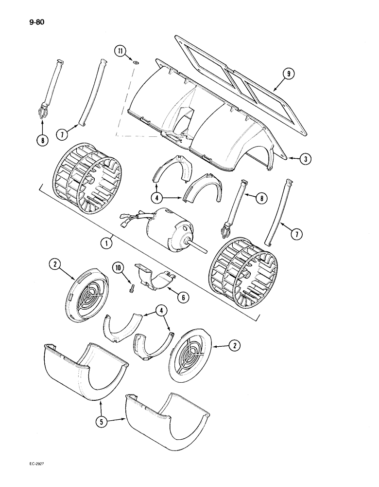 Схема запчастей Case IH 895 - (9-080) - CAB, BLOWER ASSEMBLY, BEHR (09) - CHASSIS/ATTACHMENTS