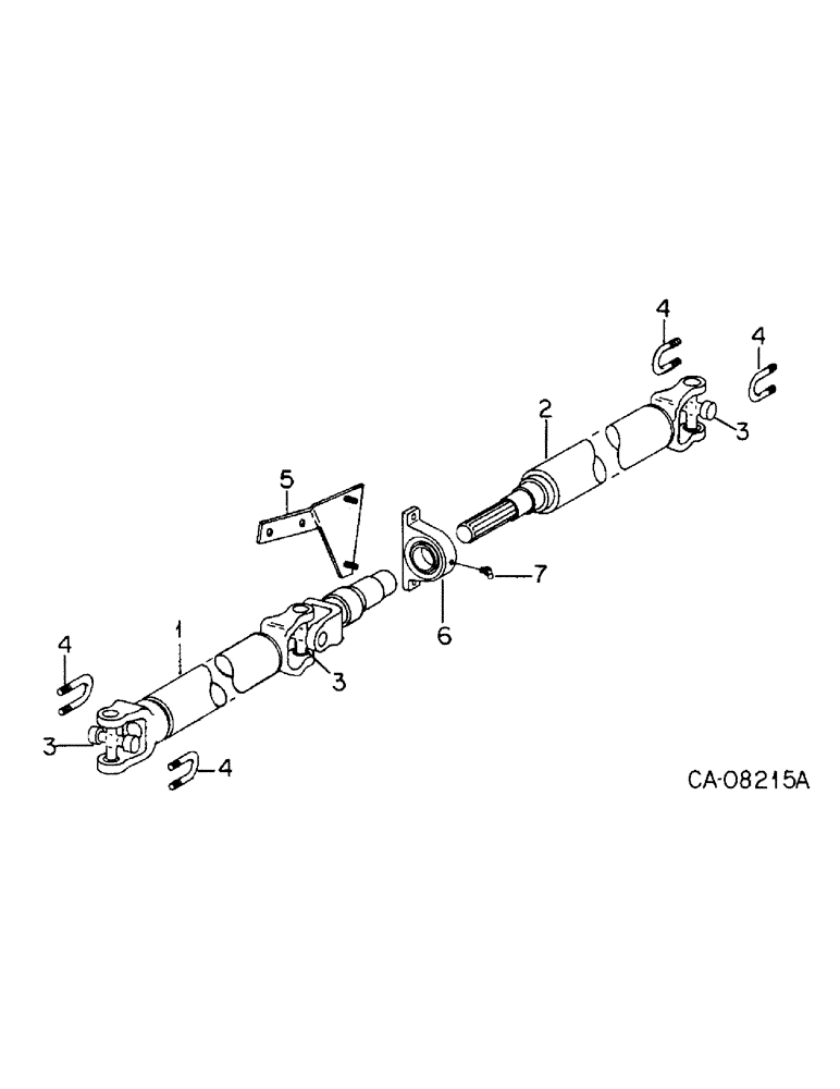 Схема запчастей Case IH 3088 - (07-49) - DRIVE TRAIN, DRIVE SHAFT, TRACTORS WITH ALL WHEEL DRIVE WITH TWO PIECE DRIVE SHAFT (04) - Drive Train