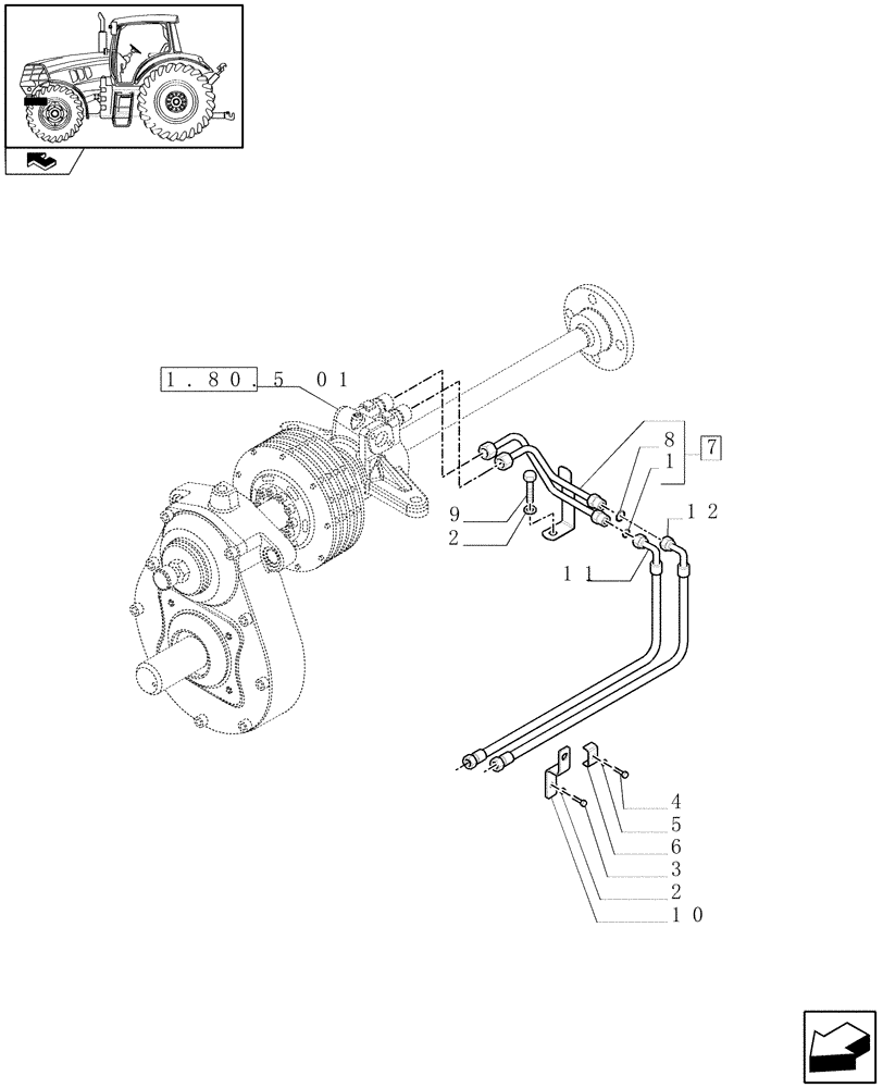 Схема запчастей Case IH PUMA 155 - (1.80.5[03]) - INTEGRATED FRONT HPL WITH PTO - PIPES (VAR.333648-334648-335648) (07) - HYDRAULIC SYSTEM