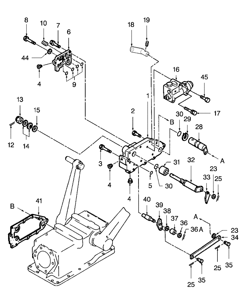 Схема запчастей Case IH FARMALL 45 - (07.03) - HYD CONTROL VALVE, QUADRANT & L/DRAFT CONTROL - HST (07) - HYDRAULIC SYSTEM