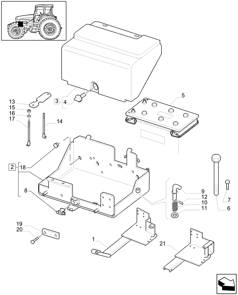 Схема запчастей Case IH MXU110 - (1.74.2[01B]) - BATTERY, COVERS AND RELATED SUPPORTS - D5506 (06) - ELECTRICAL SYSTEMS