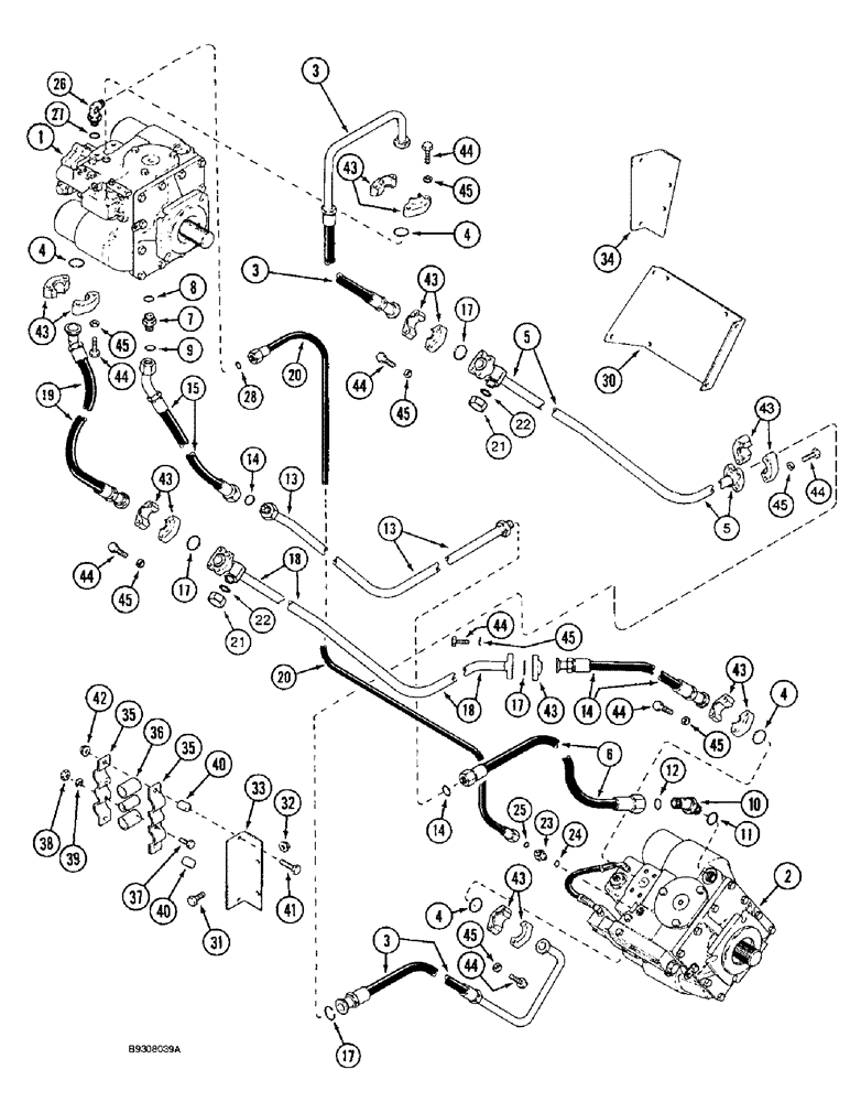 Схема запчастей Case IH 1666 - (6-08) - HYDROSTATIC PUMP AND MOTOR SYSTEM, TWO SPEED (03) - POWER TRAIN