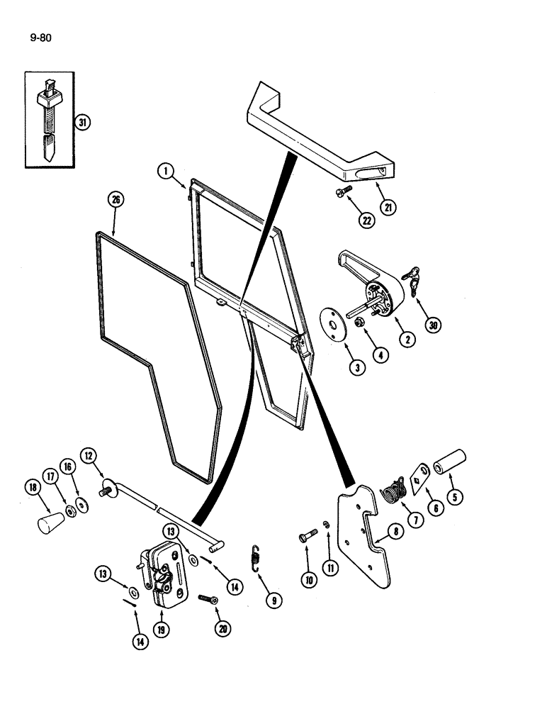 Схема запчастей Case IH 3394 - (9-080) - CAB, DOOR AND LATCH (09) - CHASSIS/ATTACHMENTS