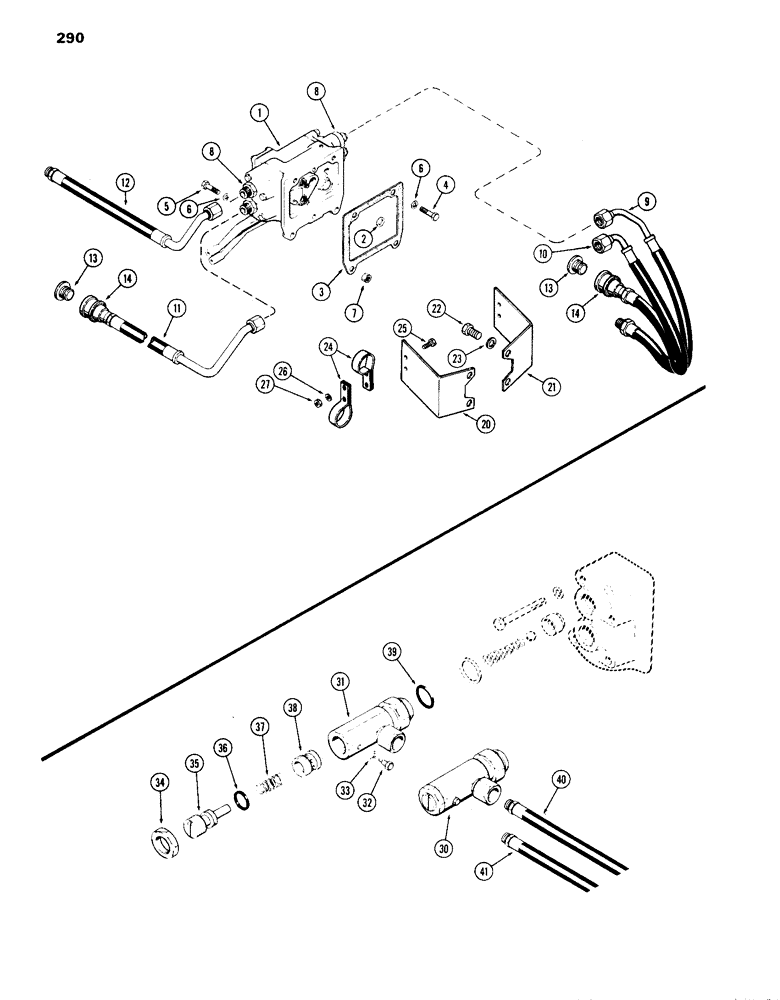 Схема запчастей Case IH 870 - (290) - BREAK-AWAY COUPLINGS AND LINES, FOR VALVES WITH STRAIGHT OUTLET FITTINGS, STANDARD COUPLINGS (08) - HYDRAULICS