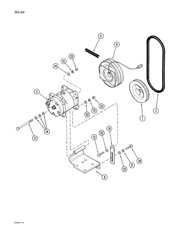 Схема запчастей Case IH 1640 - (9G-64) - COMPRESSOR MOUNTING AND PULLEY (10) - CAB & AIR CONDITIONING