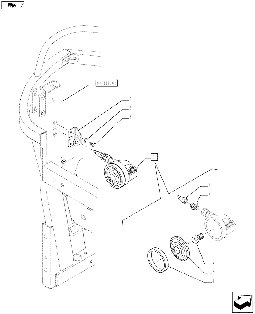 Схема запчастей Case IH FARMALL 75C - (55.404.0202) - 1 WORKLAMP - L/CAB (VAR.331713-333713 / 743581) (55) - ELECTRICAL SYSTEMS