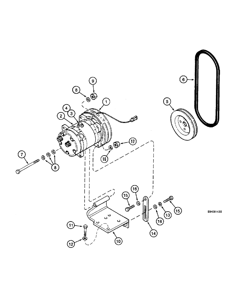 Схема запчастей Case IH 2144 - (9G-52) - AIR CONDITIONING SYSTEM, COMPRESSOR MOUNTING AND DRIVE (10) - CAB & AIR CONDITIONING