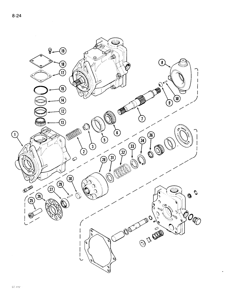 Схема запчастей Case IH 1896 - (8-24) - GEAR AND PISTON PUMP ASSEMBLY, PISTON PUMP (08) - HYDRAULICS