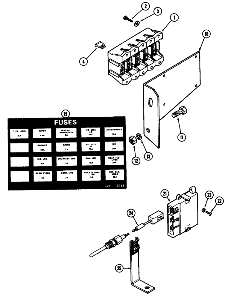 Схема запчастей Case IH 4890 - (4-078) - FUSES AND FUSE HOLDER INSTRUMENT PANEL HARNESS (04) - ELECTRICAL SYSTEMS