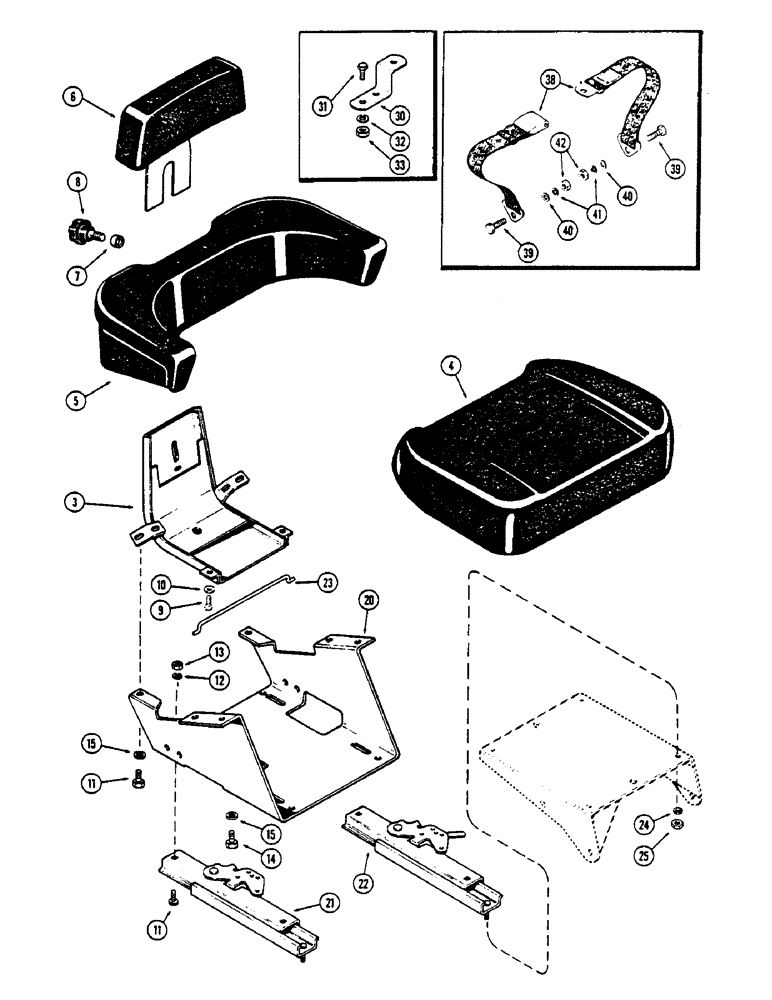 Схема запчастей Case IH 2670 - (442) - SERIES 30 DELUXE VINYL SEAT ASSEMBLY, USED BEFORE TRACTOR SERIAL NUMBER 8792901 (09) - CHASSIS/ATTACHMENTS