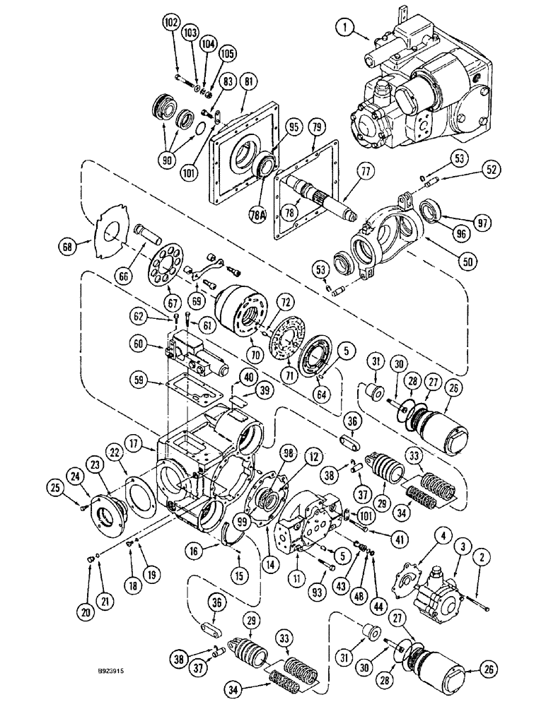 Схема запчастей Case IH 1644 - (6-14) - HYDROSTATIC PUMP (03) - POWER TRAIN