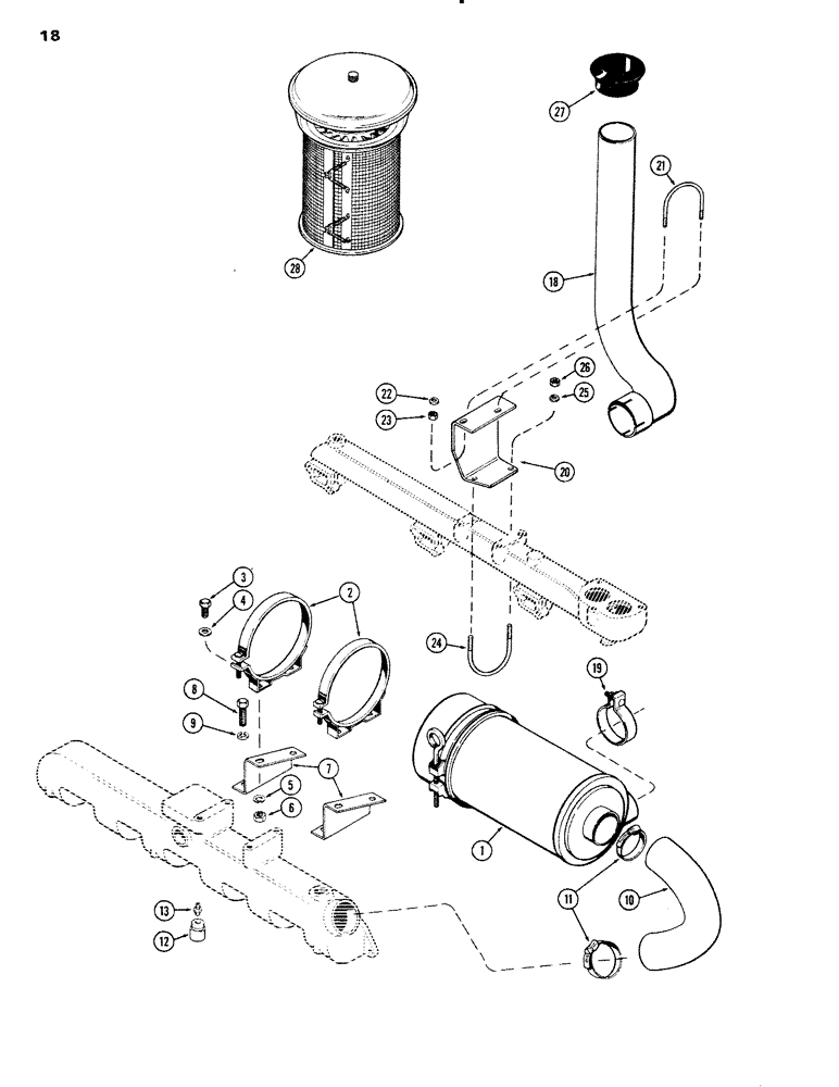 Схема запчастей Case IH 1090 - (018) - AIR CLEANER MOUNTING, (451B) DIESEL ENGINE (02) - ENGINE