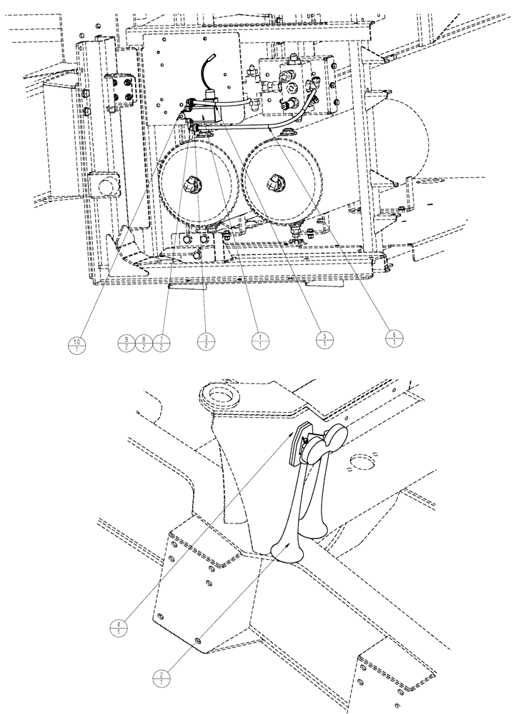 Схема запчастей Case IH TITAN 3520 - (07-016) - AIR HORN GROUP Pneumatics