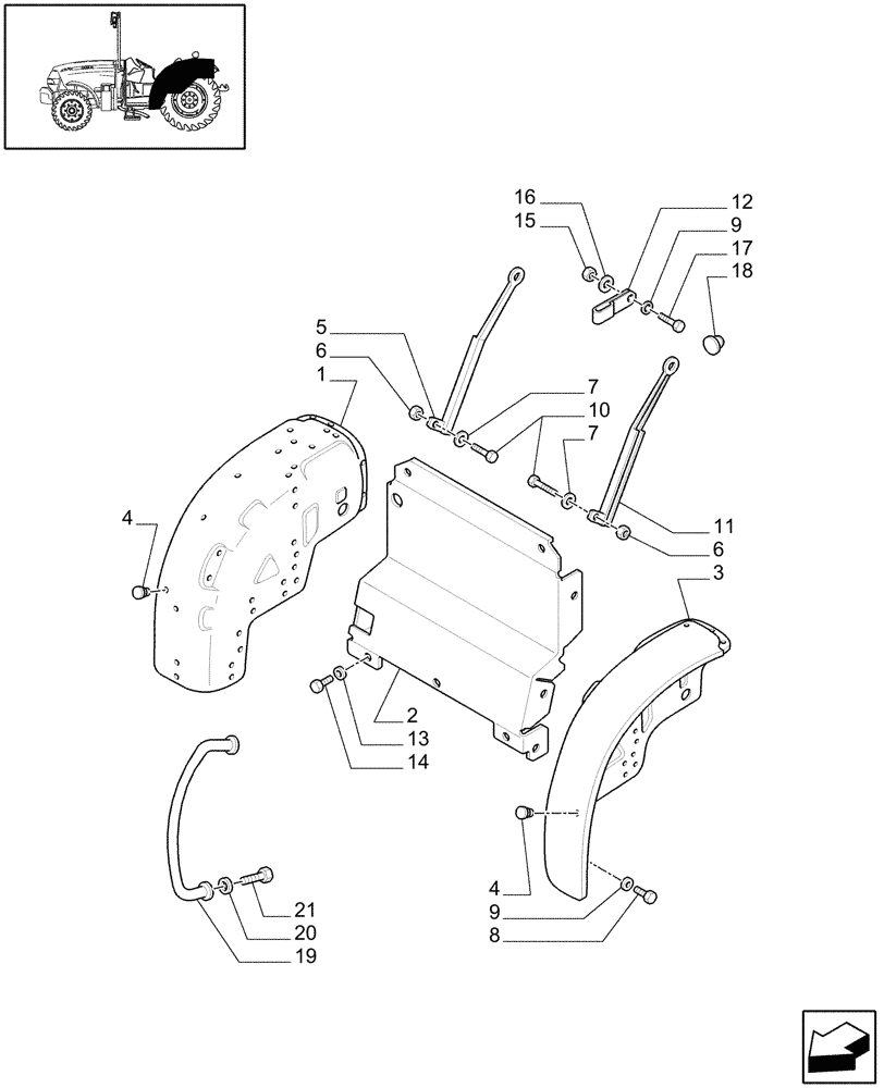 Схема запчастей Case IH JX1095N - (1.92.87[02]) - MUDGUARDS AND FOOTBOARDS - L/CAB (10) - OPERATORS PLATFORM/CAB