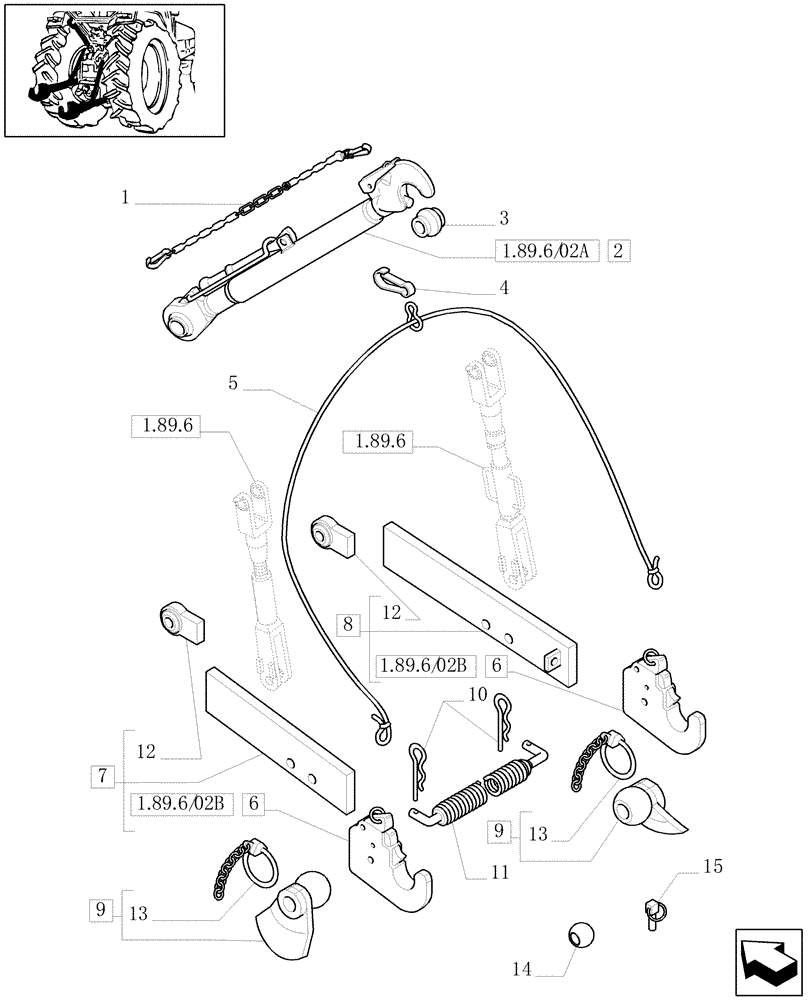 Схема запчастей Case IH JX1085C - (1.89.6/02) - (VAR.922) THREE POINT HITCH WITH QUICK ATTACH ENDS - PARTS (09) - IMPLEMENT LIFT