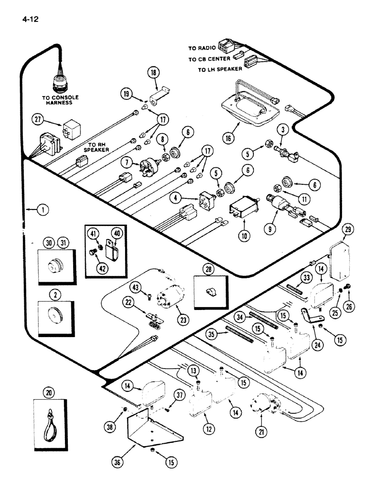 Схема запчастей Case IH 1620 - (4-012) - CAB ROOF HARNESS (06) - ELECTRICAL