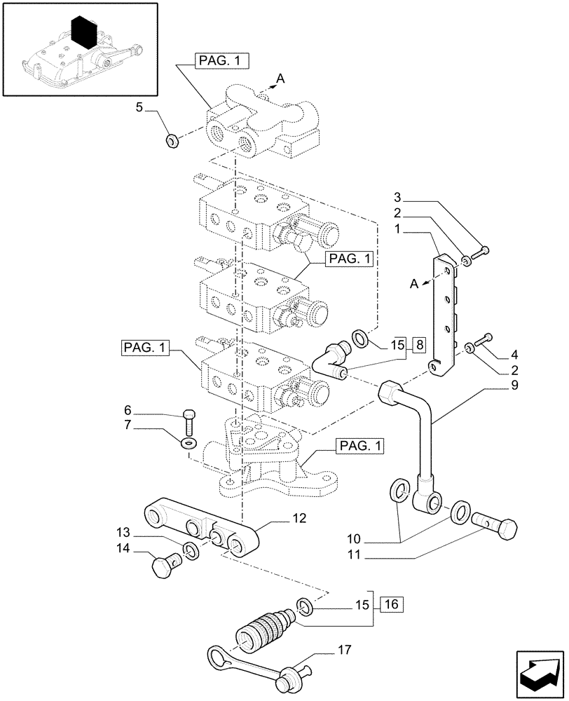 Схема запчастей Case IH JX1095C - (1.82.7/09[03]) - (VAR.195) 3 REAR REMOTE VALVES FOR MDC - QUICK COUPLING - C5484 (07) - HYDRAULIC SYSTEM