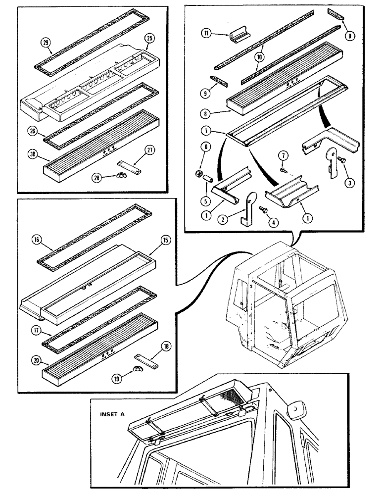 Схема запчастей Case IH 2470 - (268) - CAB, INTERNAL AIR FILTER, USED PRIOR TO CAB SERIAL NO. 7800701 (09) - CHASSIS/ATTACHMENTS