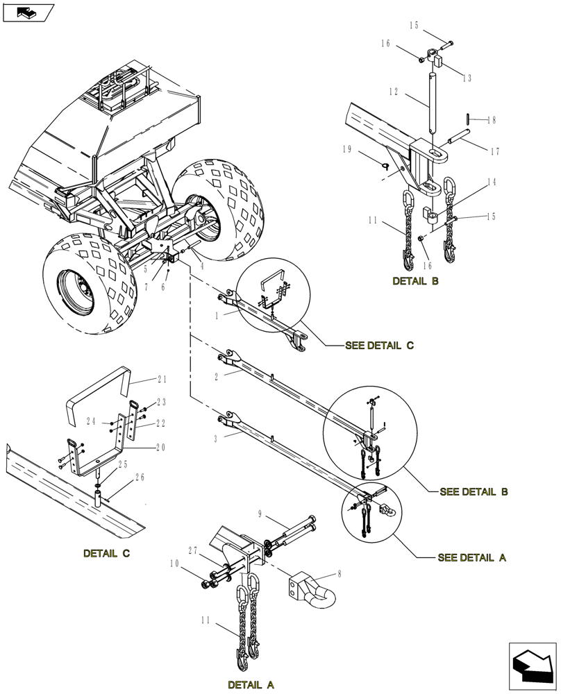 Схема запчастей Case IH 3580 - (39.100.03) - FRONT HITCH (BSN - YCS015062) (39) - FRAMES AND BALLASTING