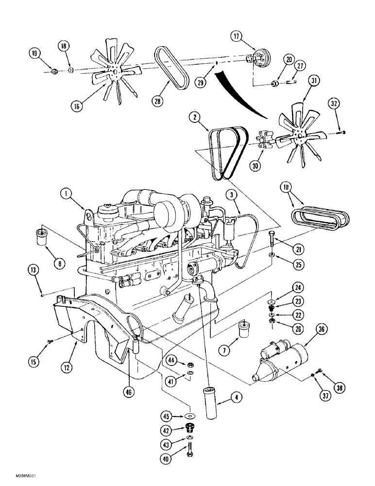 Схема запчастей Case IH 9370 QUADTRAC - (2-020) - ENGINE MOUNTS AND ATTACHING PARTS (02) - ENGINE