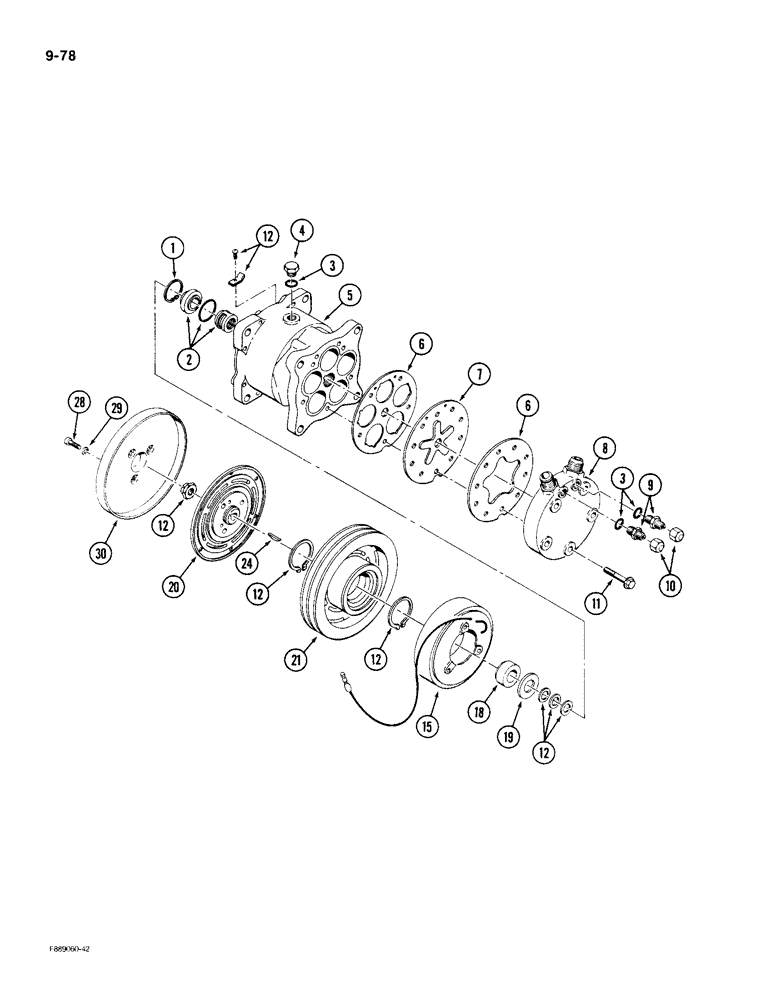 Схема запчастей Case IH 9190 - (9-78) - AIR CONDITIONING, COMPRESSOR ASSEMBLY (09) - CHASSIS/ATTACHMENTS