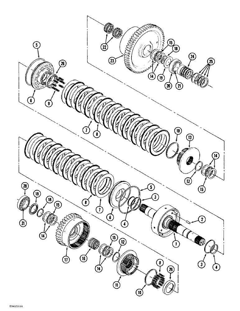 Схема запчастей Case IH 9380 QUADTRAC - (6-020) - POWER SHIFT TRANSMISSION ASSEMBLY, 8 INCH CLUTCH PACK ASSEMBLY (06) - POWER TRAIN