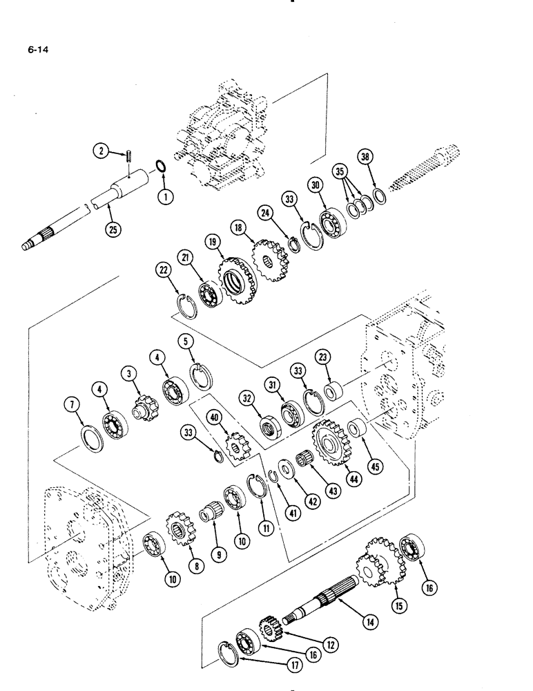 Схема запчастей Case IH 1130 - (6-14) - MAIN DRIVE SHAFTS, HYDROSTATIC DRIVE (06) - POWER TRAIN