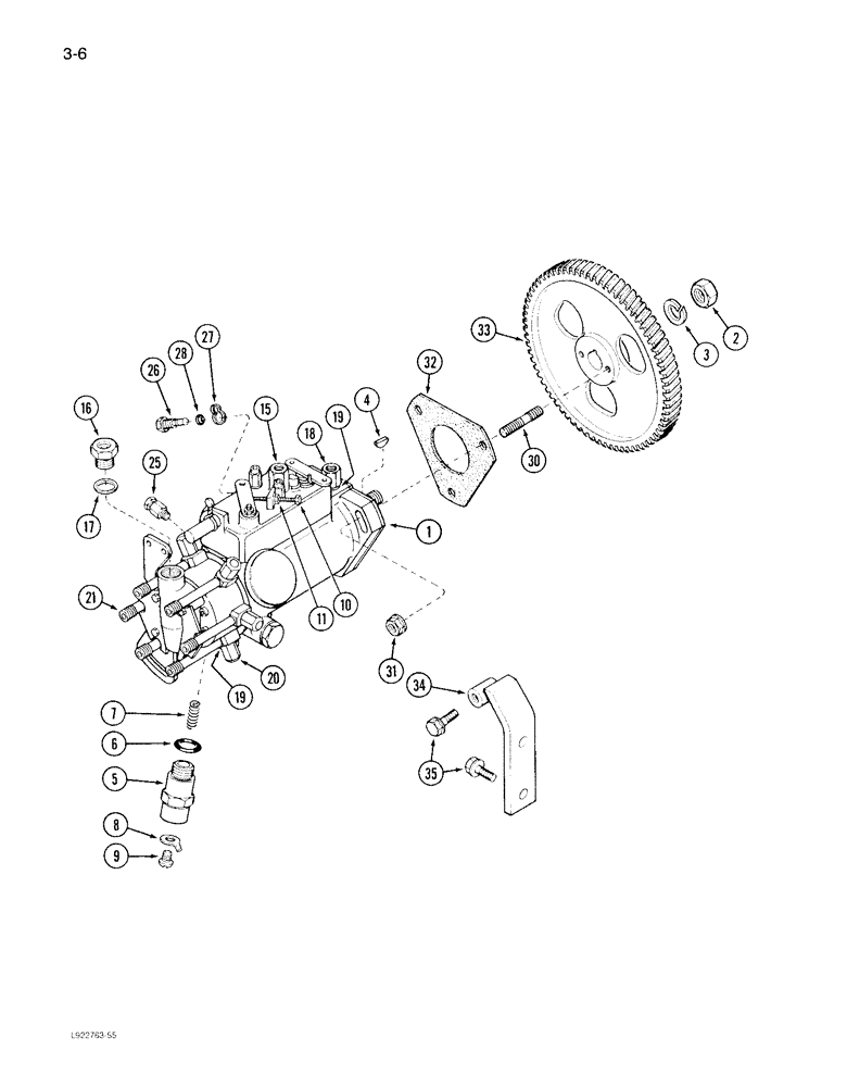 Схема запчастей Case IH 1640 - (3-06) - FUEL INJECTION PUMP AND DRIVE, 6TA-590 ENGINE (02) - FUEL SYSTEM