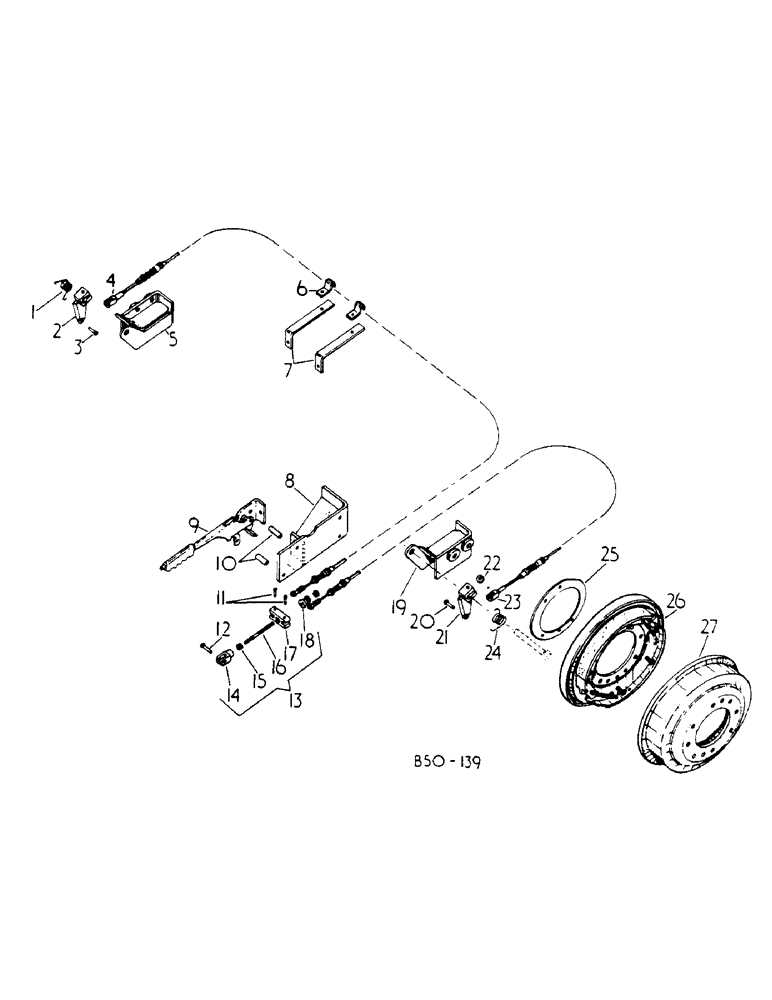 Схема запчастей Case IH 784 - (04-008) - DRUM BRAKE ATTACHMENTS, HAND-OPERATED (5.1) - BRAKES