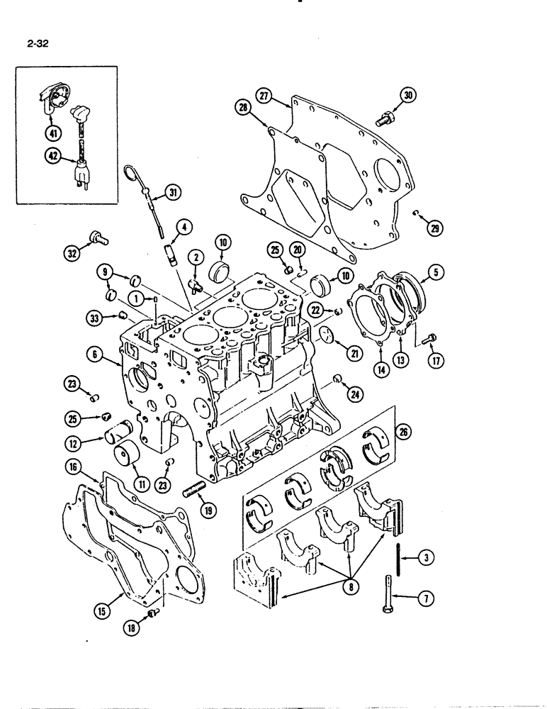 Схема запчастей Case IH 1130 - (2-32) - CYLINDER BLOCK, 1130 TRACTOR (02) - ENGINE