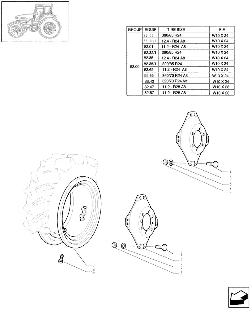 Схема запчастей Case IH JX1070U - (82.00[02]) - DRIVE WHEEL RIM (4WD) (11) - WHEELS/TRACKS