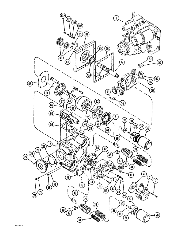 Схема запчастей Case IH 1400 - (6-36) - HYDROSTATIC PUMP, EATON (03) - POWER TRAIN