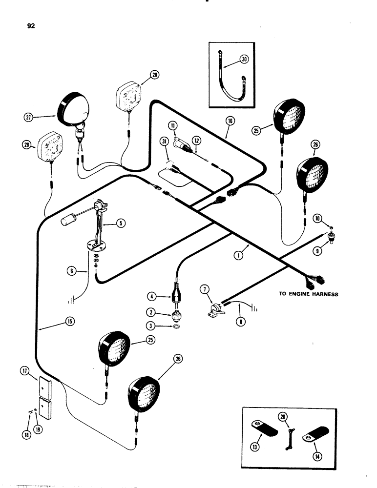 Схема запчастей Case IH 1070 - (0092) - TRANSMISSION HARNESS (04) - ELECTRICAL SYSTEMS