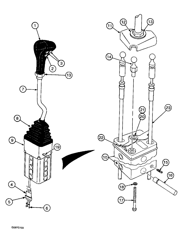 Схема запчастей Case IH L300 - (8-34) - CONTROL ASSEMBLY, 3 FUNCTION, SYNCHROMESH TRANSMISSION (08) - HYDRAULICS