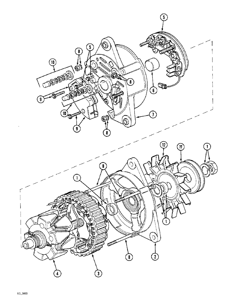 Схема запчастей Case IH 3220 - (4-052) - ALTERNATOR ASSEMBLY, LUCAS 45 AMP (04) - ELECTRICAL SYSTEMS