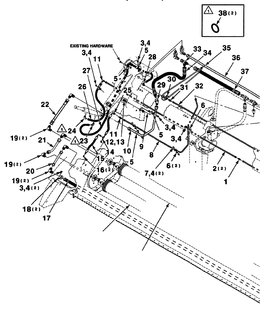 Схема запчастей Case IH 325 - (8-22) - HYDRAULIC ASSEMBLY - RIGHT (15 FOOT) (35) - HYDRAULIC SYSTEMS