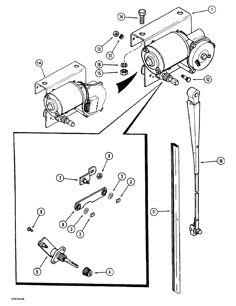 Схема запчастей Case IH 1660 - (4-74) - WINDSHIELD WIPER MOTOR (06) - ELECTRICAL