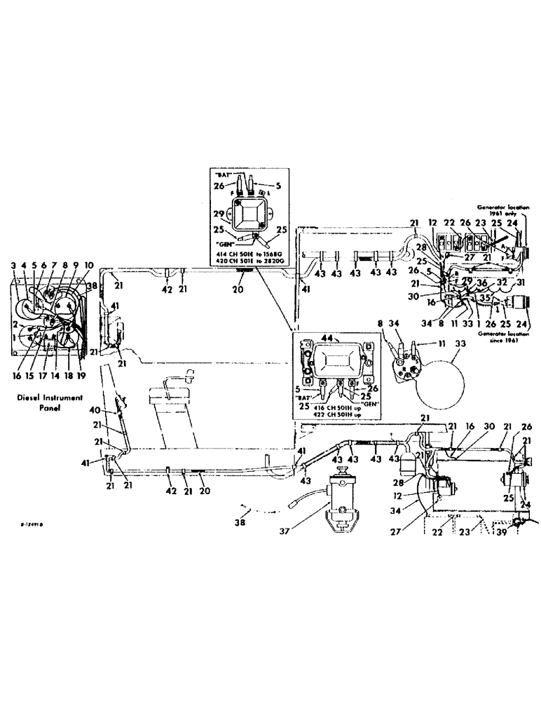 Схема запчастей Case IH 420 - (365) - ELEC. SYS. WIRING DIAGRAM, ALL 414 & 420 COTTON PICKERS, 416, CH501H - CH1695, 422, CH501H - CH3166 (55) - ELECTRICAL SYSTEMS