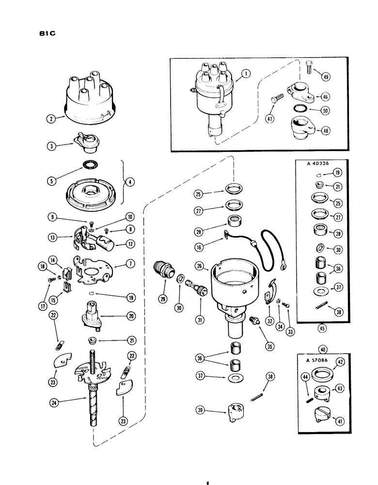 Схема запчастей Case IH 730 SERIES - (081C) - A24506 DISTRIBUTOR, 251 AND 284 SPARK IGNITION ENGINES, USED PRIOR TO ENG. S/N 2174225 (04) - ELECTRICAL SYSTEMS